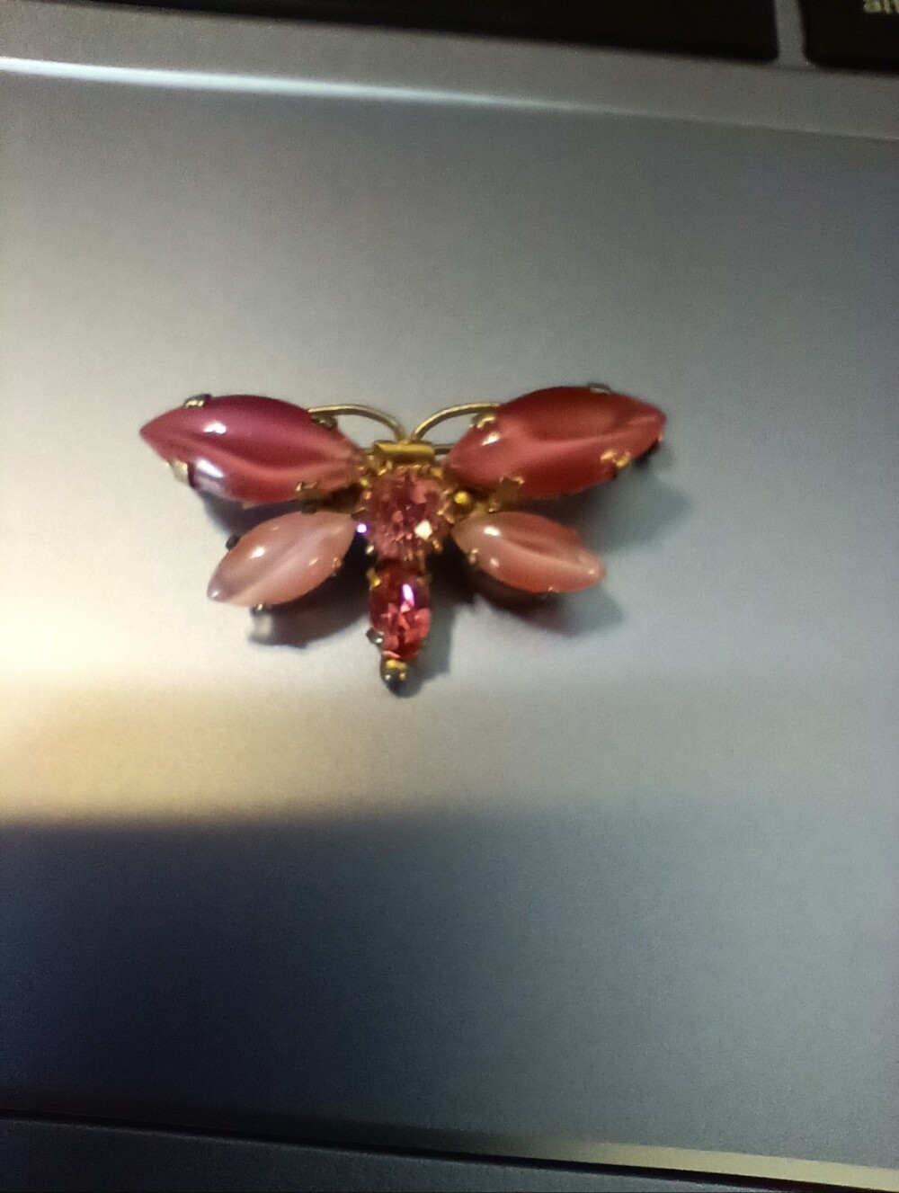Vintage Butterfly Pin. Pink